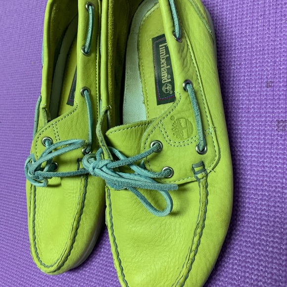 Timberland Men’s 2 Eye Key Lime Green Boat Shoes - Picture 2 of 7